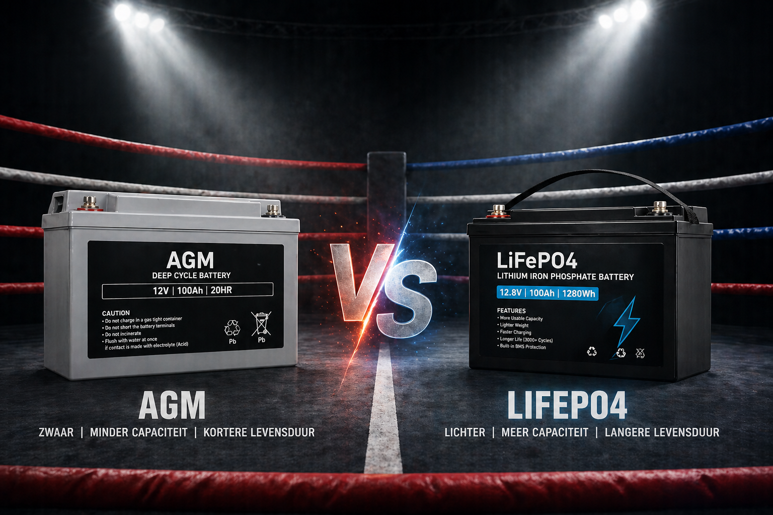 AGM accu versus LiFePO4 lithium accu in een boksring vergelijking voor campers en off-grid systemen